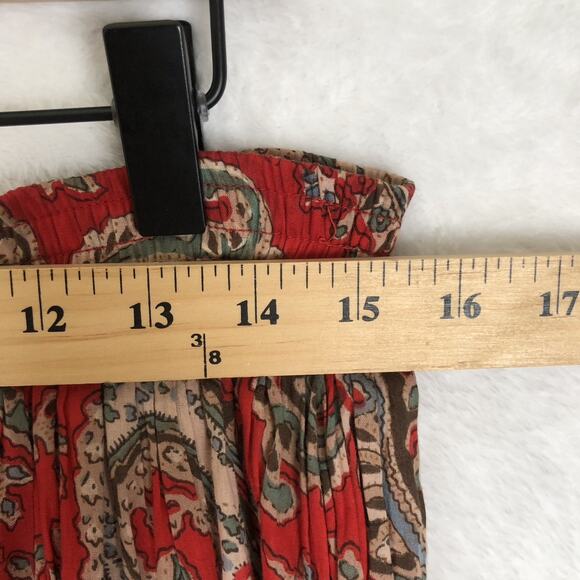 VTG LA CERA Midi Broomstick Skirt Sz M/L Red Paisley 100% Cotton Lined‎ Boho - Picture 9 of 10